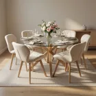 Comedor Mesa Vidrio 120cm 6 Sillas Velvet Felpa