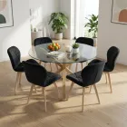 Comedor Mesa Vidrio 120cm 6 Sillas Velvet Felpa