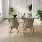 Comedor Mesa Vidrio 140x90cm 4 Sillas Tulip Acolchada