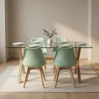 Comedor Mesa Vidrio 140x90cm 4 Sillas Tulip Acolchada