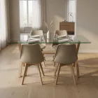Comedor Mesa Vidrio 140x90cm 4 Sillas Tulip Acolchada