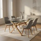 Comedor Mesa Vidrio 140x90cm 4 Sillas Tulip Acolchada