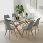 Juego de Comedor Mesa Vidrio 140x90cm 6 Sillas Tulip Acolchada · Comedor Humboldt