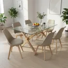 Juego de Comedor Mesa Vidrio 140x90cm 6 Sillas Tulip Acolchada · Comedor Humboldt
