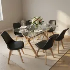 Juego de Comedor Mesa Vidrio 140x90cm 6 Sillas Tulip Acolchada · Comedor Humboldt