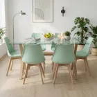 Juego de Comedor Mesa Vidrio 140x90cm 6 Sillas Tulip Acolchada · Comedor Humboldt
