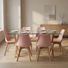 Juego de Comedor Mesa Vidrio 140x90cm 6 Sillas Tulip Acolchada · Comedor Humboldt