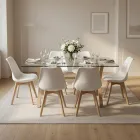Juego de Comedor Mesa Vidrio 140x90cm 6 Sillas Tulip Acolchada · Comedor Humboldt