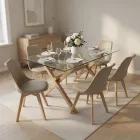 Juego de Comedor Mesa Vidrio 140x90cm 6 Sillas Tulip Acolchada · Comedor Humboldt