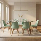 Juego de Comedor Mesa Vidrio 140x90cm 6 Sillas Tulip Acolchada · Comedor Humboldt