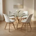 Comedor Mesa Vidrio 100cm 4 Sillas Tulip Acolchada