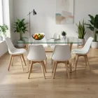 Juego de Comedor Mesa Vidrio 140x90cm 6 Sillas Tulip Acolchada · Comedor Humboldt
