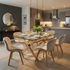 Comedor Mesa Vidrio 140x90cm 6 Sillas Velvet Terciopelo