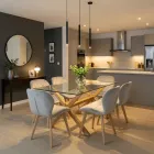Comedor Mesa Vidrio 140x90cm 6 Sillas Velvet Terciopelo