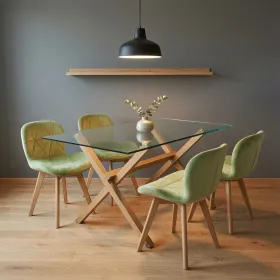 Comedor Mesa Vidrio 140x90cm 4 Sillas Velvet Terciopelo