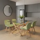 Comedor Mesa Vidrio 140x90cm 4 Sillas Velvet Terciopelo
