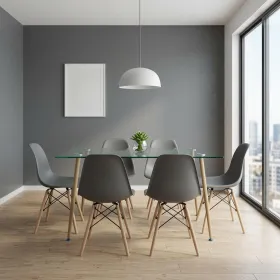 Comedor Mesa Vidrio 120x80cm 6 Sillas Eames