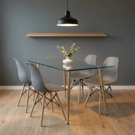 Comedor Mesa Vidrio 120x80cm 4 Sillas Eames