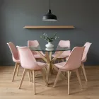 Comedor Mesa Vidrio 120cm 6 Sillas Tulip Acolchada