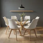 Comedor Mesa Vidrio 120cm 6 Sillas Tulip Acolchada