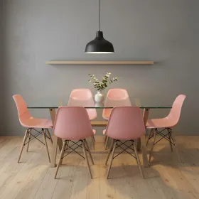 Comedor Mesa Cross Vidrio 140x90cm 6 Sillas Eames