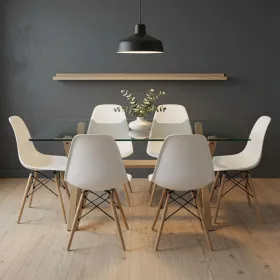 Comedor Mesa Cross Vidrio 140x90cm 6 Sillas Eames
