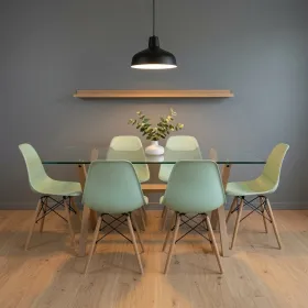 Comedor Mesa Cross Vidrio 140x90cm 6 Sillas Eames