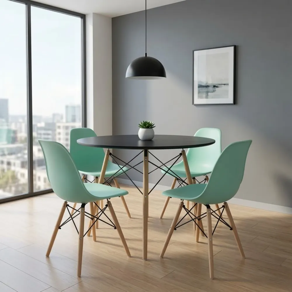 Comedor Mesa Redonda Eames 80cm 4 Sillas Eames