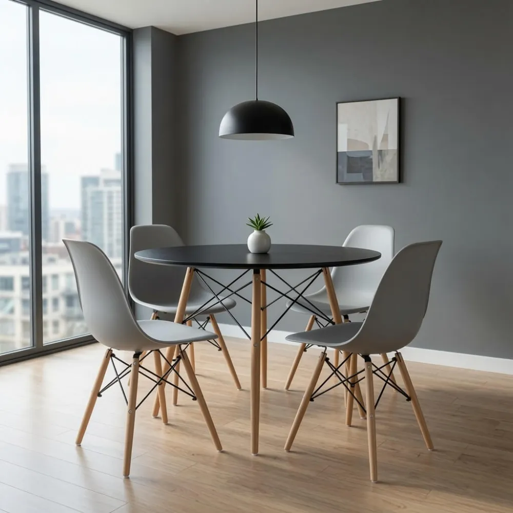 Comedor Mesa Redonda Eames 80cm 4 Sillas Eames