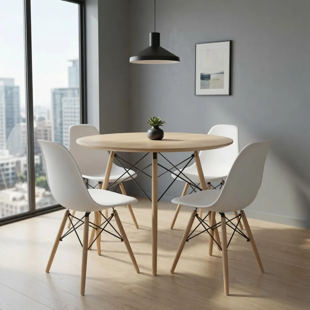 Comedor Mesa Redonda Eames 80cm 4 Sillas Eames