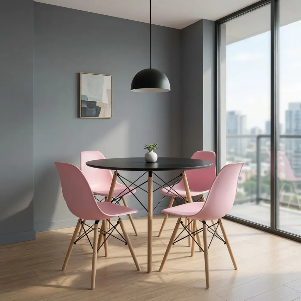 Comedor Mesa Redonda Eames 80cm 4 Sillas Eames