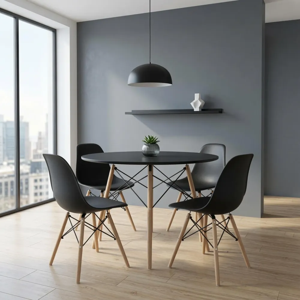 Comedor Mesa Redonda Eames 80cm 4 Sillas Eames
