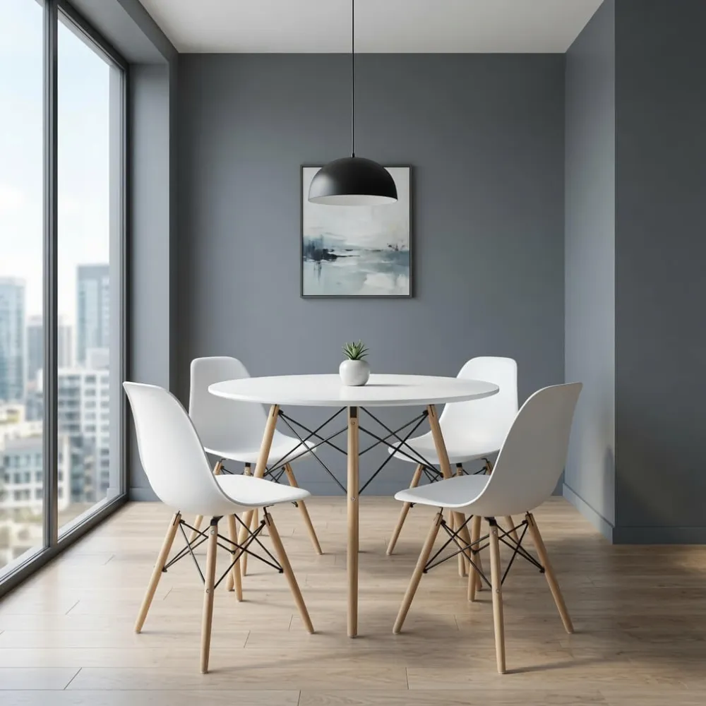 Comedor Mesa Redonda Eames 80cm 4 Sillas Eames