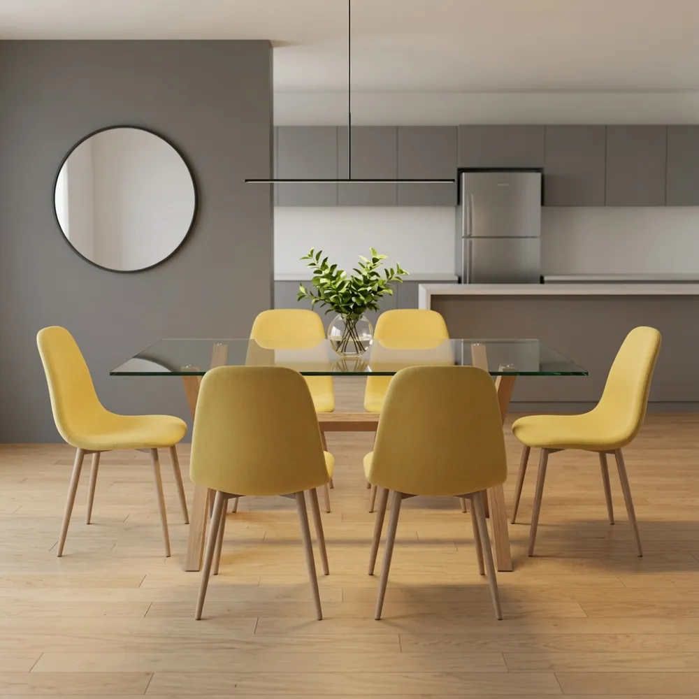 Comedor Rectangular Vidrio 140x90cm 6 Sillas scoop