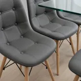 Comedor Rectangular Vidrio 120x80cm 6 Sillas Buckle Ecocuero