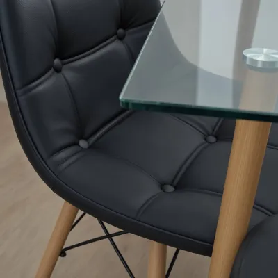 Comedor Rectangular Vidrio 120x80cm 6 Sillas Buckle Ecocuero