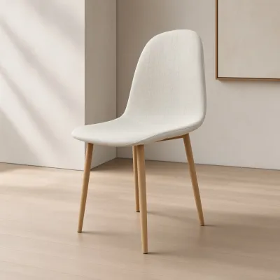 Silla Scoop Tapizada Lino Base Acero Diseño Minimalista