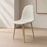 Silla Scoop Tapizada Lino Base Acero Diseño Minimalista