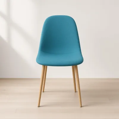 Silla Scoop Tapizada Lino Base Acero Diseño Minimalista