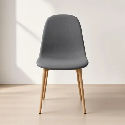Silla Scoop Tapizada Lino Base Acero Diseño Minimalista