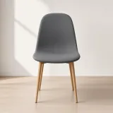 Silla Scoop Tapizada Lino Base Acero Diseño Minimalista