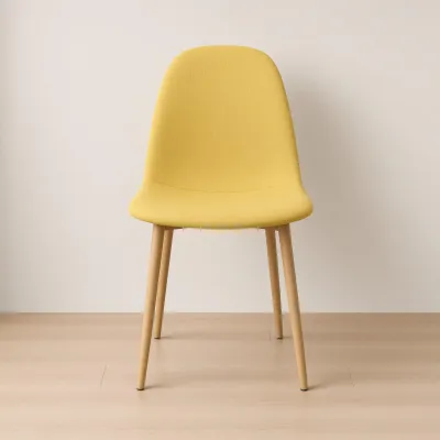 Silla Scoop Tapizada Lino Base Acero Diseño Minimalista