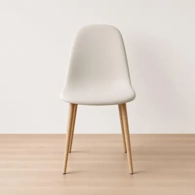 Silla Scoop Tapizada Lino Base Acero Diseño Minimalista
