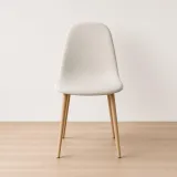 Silla Scoop Tapizada Lino Base Acero Diseño Minimalista