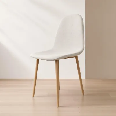 Silla Scoop Tapizada Lino Base Acero Diseño Minimalista