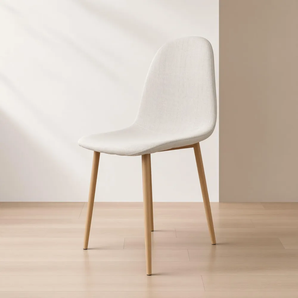 Silla Scoop Tapizada Lino Base Acero Diseño Minimalista