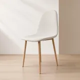 Silla Scoop Tapizada Lino Base Acero Diseño Minimalista
