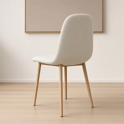 Silla Scoop Tapizada Lino Base Acero Diseño Minimalista