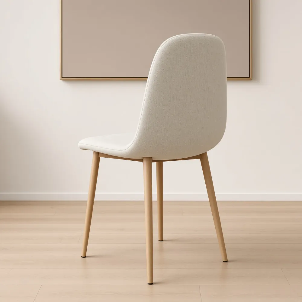 Silla Scoop Tapizada Lino Base Acero Diseño Minimalista
