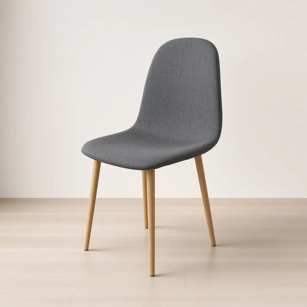 Silla Scoop Tapizada Lino Base Acero Diseño Minimalista